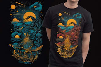 draw tshirt design with warren lotus style