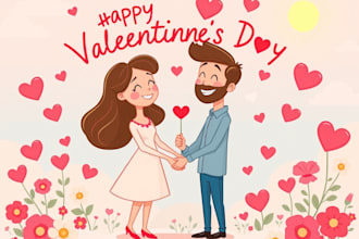 draw couple or family portrait to cartoon vector illustration for valentine
