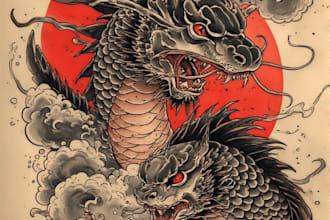 do awesome japanese traditional tattoo style design