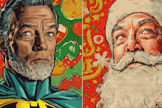 make a christmas card or a christmas themed pop art portrait