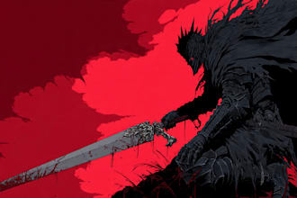 draw custom dark berserk style art in high quality