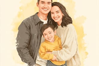 hand paint your family or personal portrait in oil on canvas with free shipping