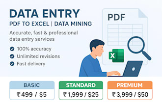 be your expert for data entry, pdf to excel, data mining works