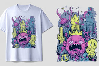 do custom t shirt design with cartoon style for your brand or band merchandise