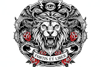 design a powerful tattoo style t shirt logo