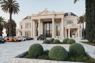 render bhk apartment, luxury neo classical villa, student accommodation building