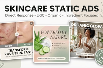 design skincare high converting static ads only for skincare brands