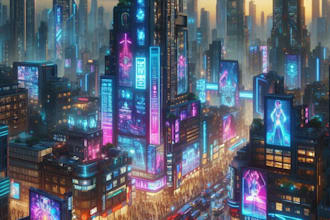 do cyberpunk scifi futuristic city