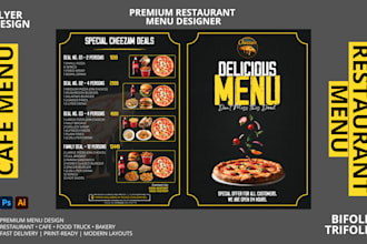 design professional restaurant, cafe menu design, food flyer