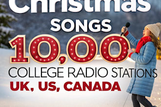 do christmas songs promotion to 10k UK, US, canada college radio, radio stations