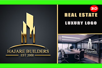 design a luxury 3d real estate and construction logo