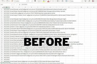 clean, organize, merge and format excel