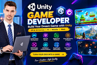 build unity game, multiplayer game,2d,3d game, android and IOS game, roblox game