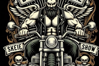 design high quality biker mascot logo with t shirt design