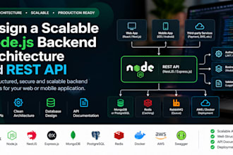 design a scalable nodejs backend architecture and rest API