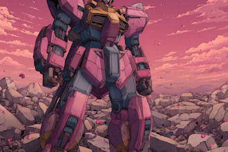 custom digital 2d anime mecha art illustration