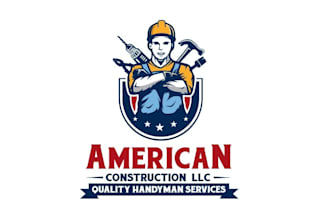 design plumber cartoon, tools, plumbing, construction, business logo