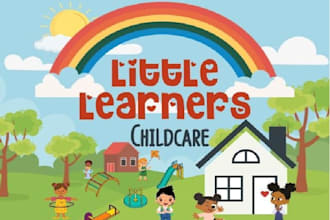 unique a design baby shop, child care, day care, school and kids logo
