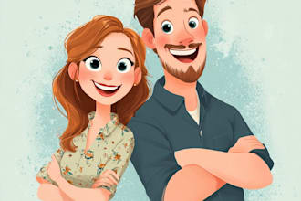 draw couple and wedding portrait illustration