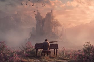 draw a dreamy surreal or fantasy music cover