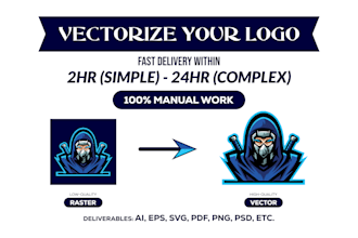 manually vectorize your logo and convert it to ai, eps, svg, PDF
