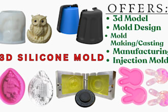 model custom silicone molds for casting, baking, resin and 3d printing
