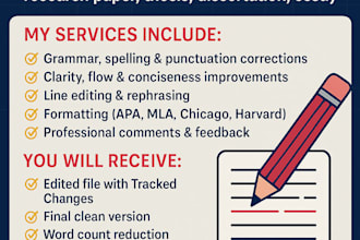 proofread thesis, dissertation, and research proposal