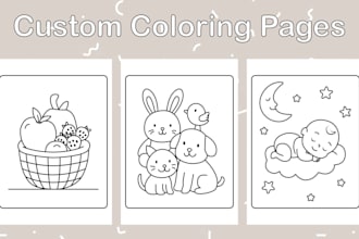 design custom coloring book pages for kids and adults