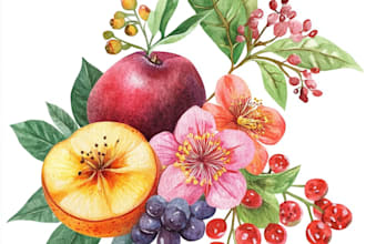 paint flower, animal or insect watercolor illustration