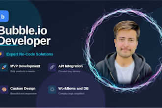 develop your bubble io mvp saas solution marketplace website and no code app