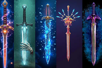 custom sword illustration fantasy weapon rpg concept art digital sword design