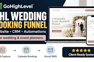 build a gohighlevel wedding planner website and booking funnel