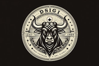 create high quality vintage bull logo
