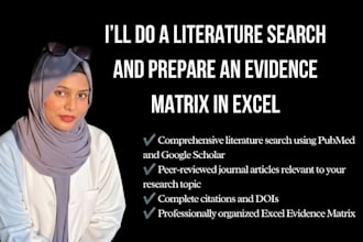 do a literature search and prepare an evidence matrix in excel