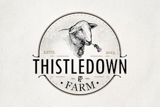 design a retro vintage premium hand drawn sheep farm logo