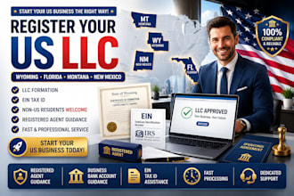 register wyoming llc, florida llc, montana llc and new mexico llc US formation