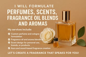 formulate perfume, scents, fragrance oil blend, cologne product,auras and aromas