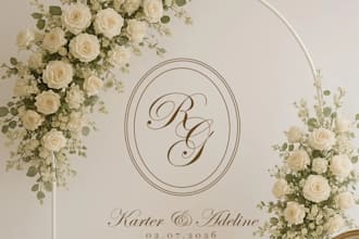 design an elegant wedding logo for monogram your event, invitation, or brand