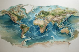 watercolor map illustration just for you
