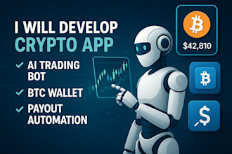develop crypto app with ai trading bot, btc wallet and payout automation