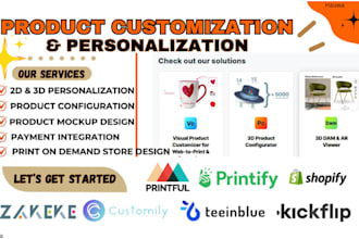 develop 2d 3d product customization on zakeke customily zepto shopify kickflip