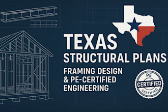 create texas structural plans, framing design pe certified engineering pe stamp