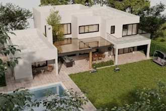 remodel concrete house, modern villa design, real estate apartment, external cgi