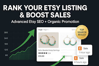 boost your etsy sales with etsy SEO, listing optimization and organic promotion