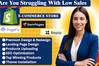 do shopify website design and redesign,landing page design pagefly,gempages
