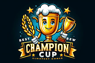 do champion cup golden beer mascot logo  with creative concepts