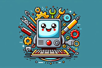 design creative computer servicing mascot logo for your business