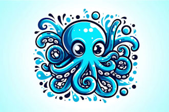 make octopus water style mascot logo with satisfaction guaranteed