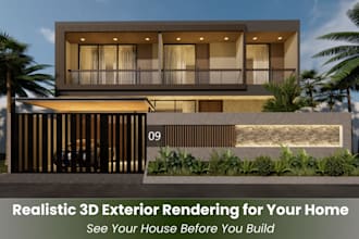 create realistic 3d exterior rendering for your house