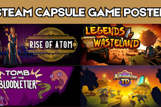 design steam capsule art game concept art game logo game poster game banner art